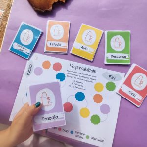 Material responsabilízate, tablero y tarjetas